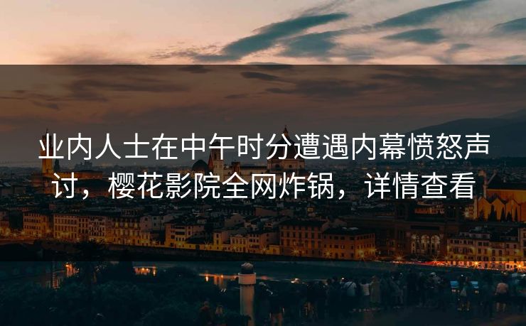 业内人士在中午时分遭遇内幕愤怒声讨，樱花影院全网炸锅，详情查看