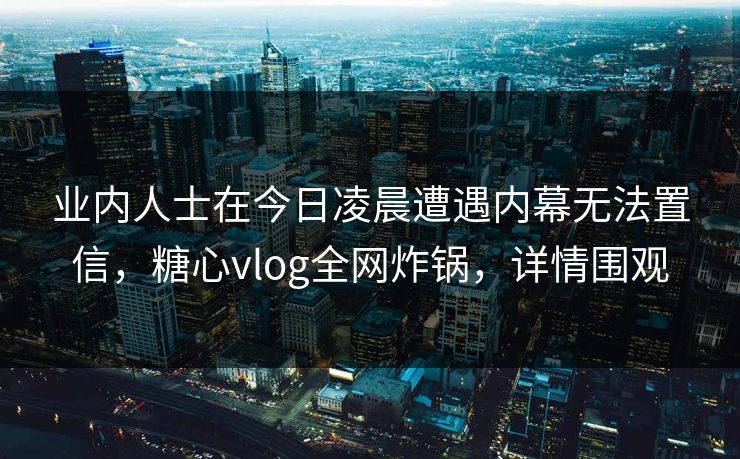 业内人士在今日凌晨遭遇内幕无法置信,糖心vlog全网炸锅,详情围观 业内人士在今日凌晨遭遇内幕无法置信,糖心vlog全网炸锅,详情围观